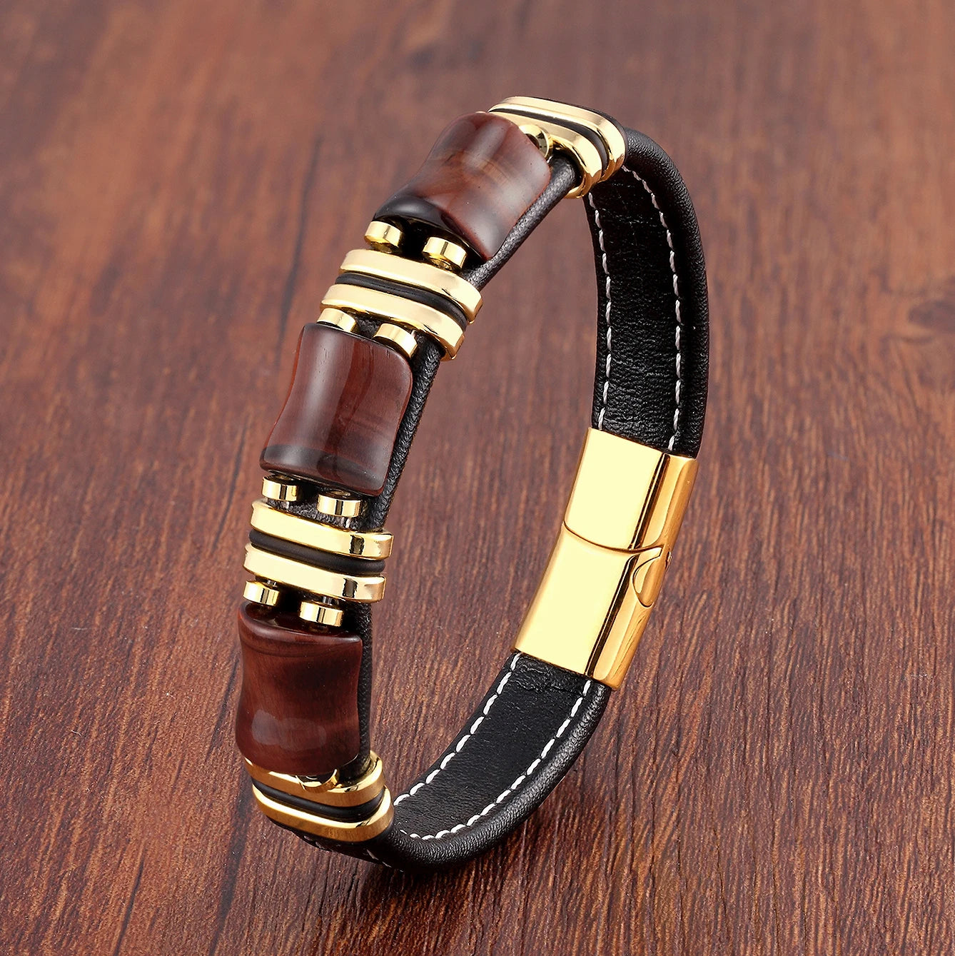 Tiger Eye Leather Bracelet