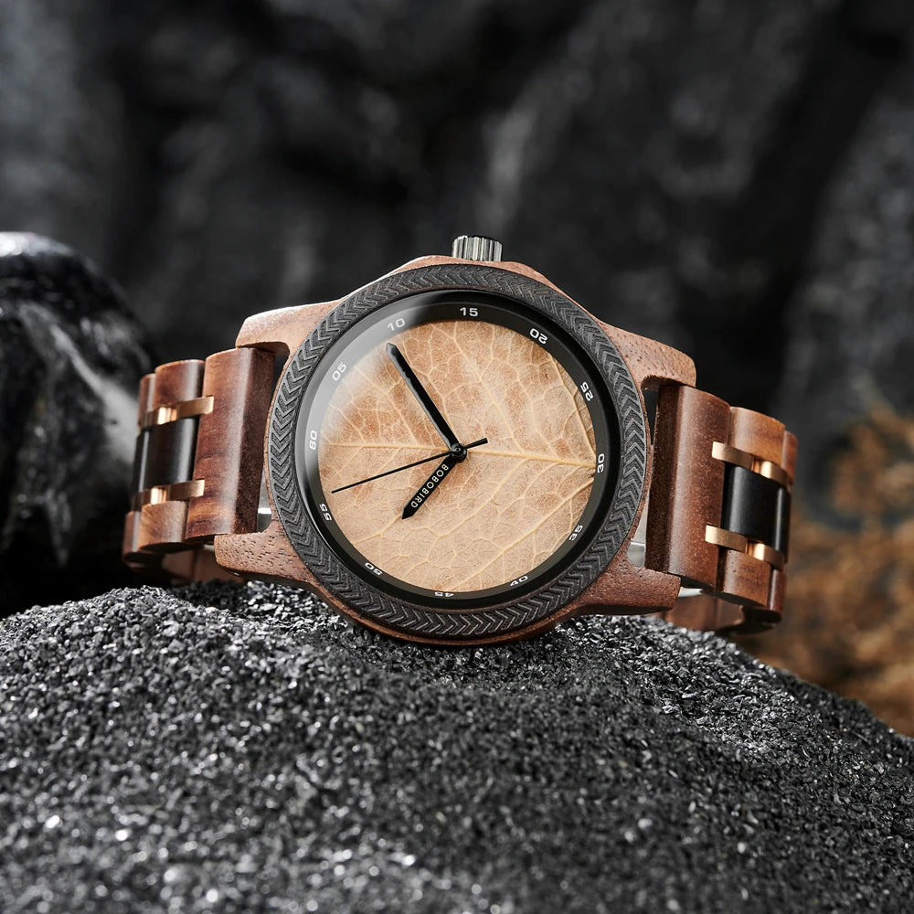 Leaf Dial Wooden Watch