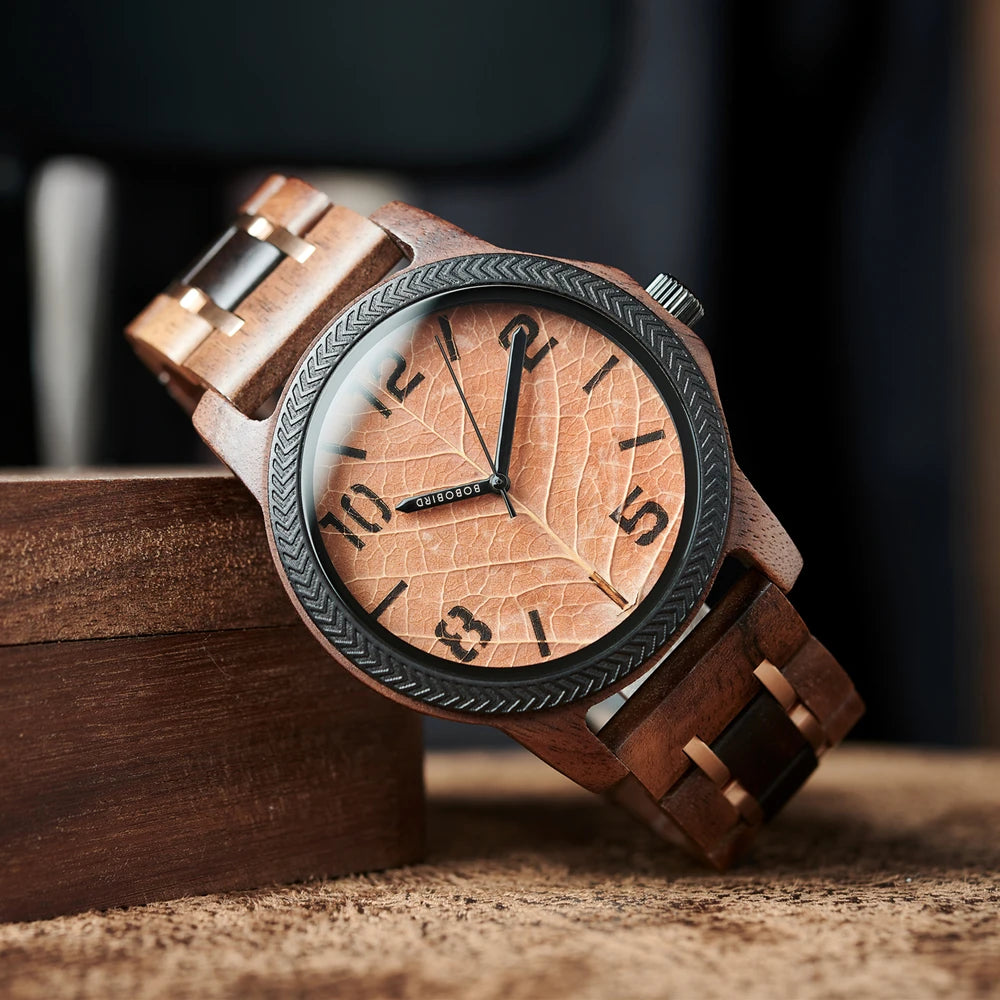 Leaf Dial Wooden Watch