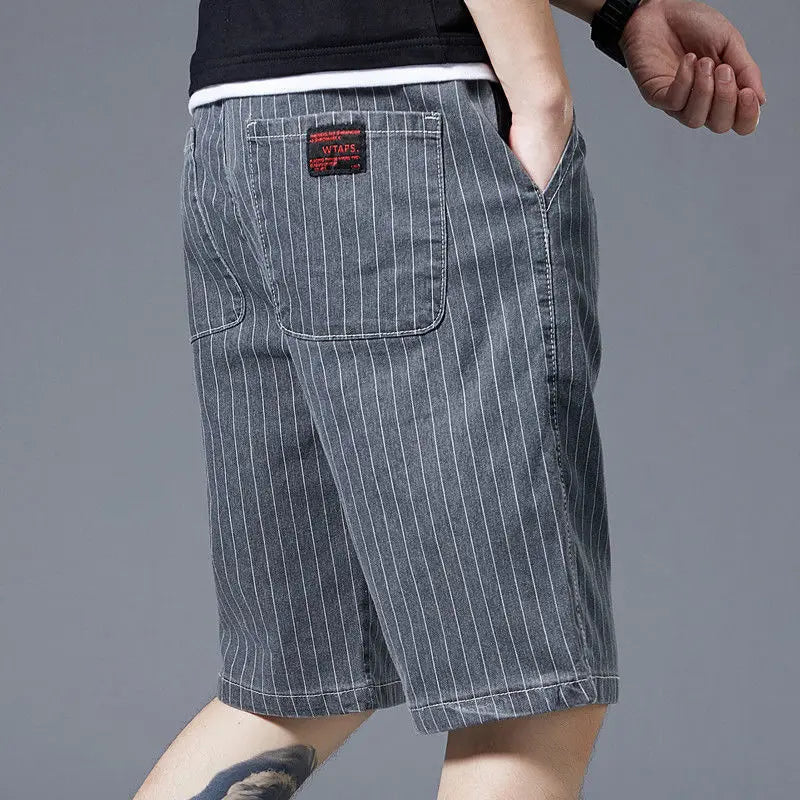 Striped Denim Shorts