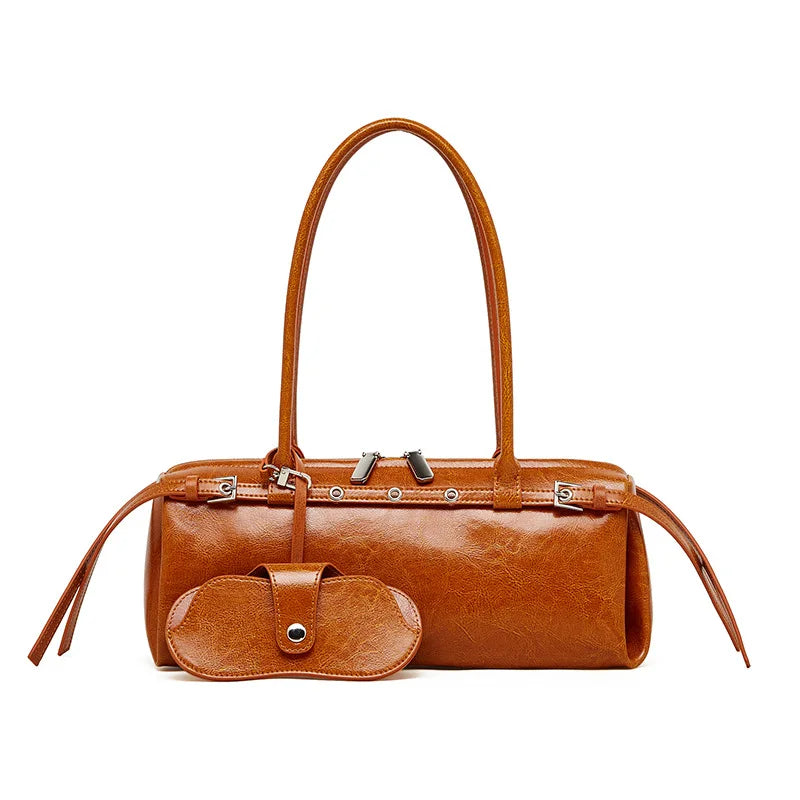 Sleek Black Barrel Shoulder Bag