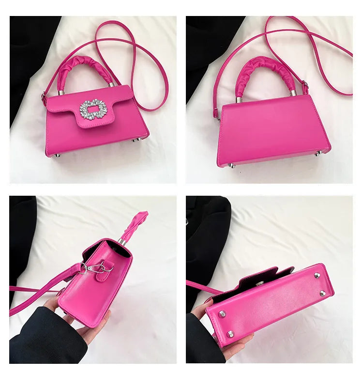 Mini Top-Handle Crystal Buckle Bags