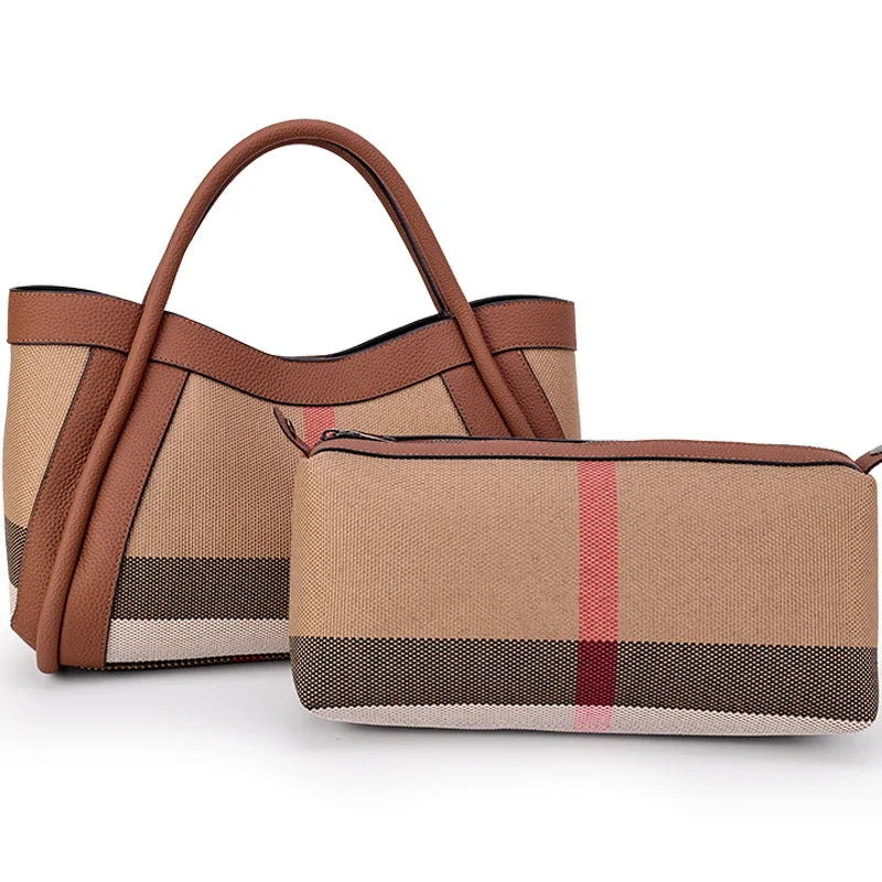Classic Plaid Canvas Tote Bag