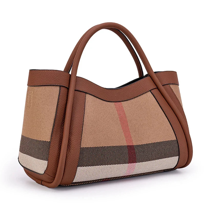 Classic Plaid Canvas Tote Bag