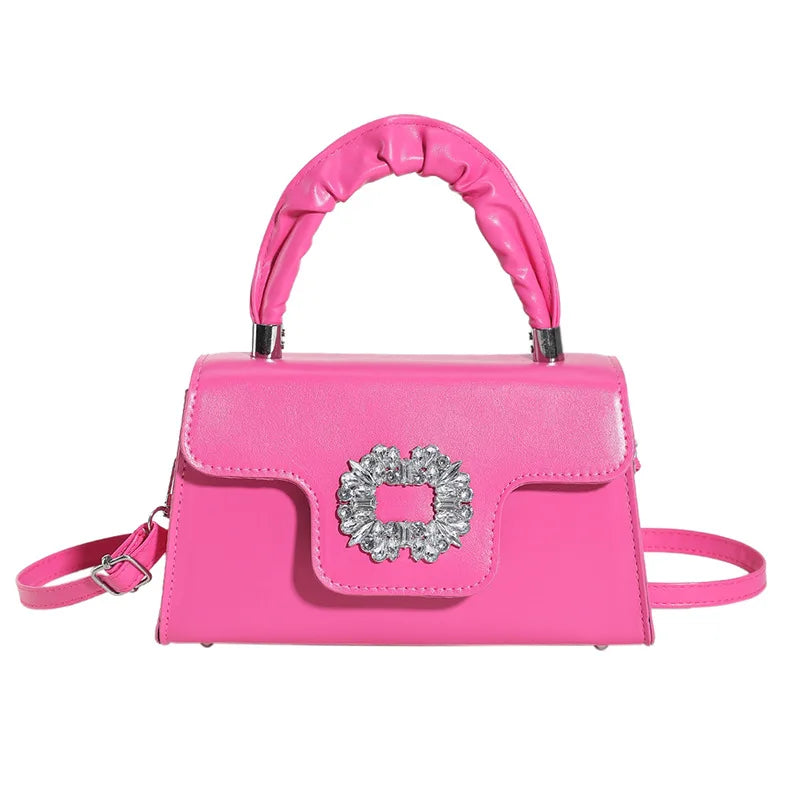 Mini Top-Handle Crystal Buckle Bags