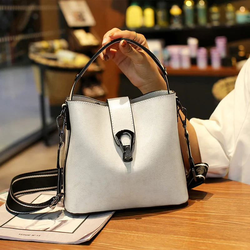 Glossy Chestnut Leather Shoulder Bag