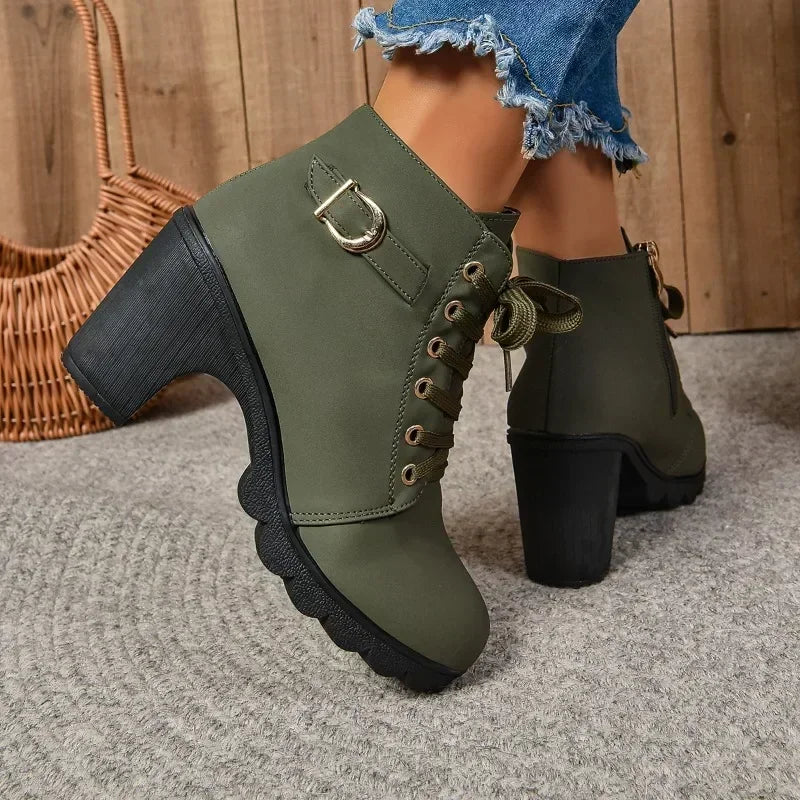 Combat High Heel Boots