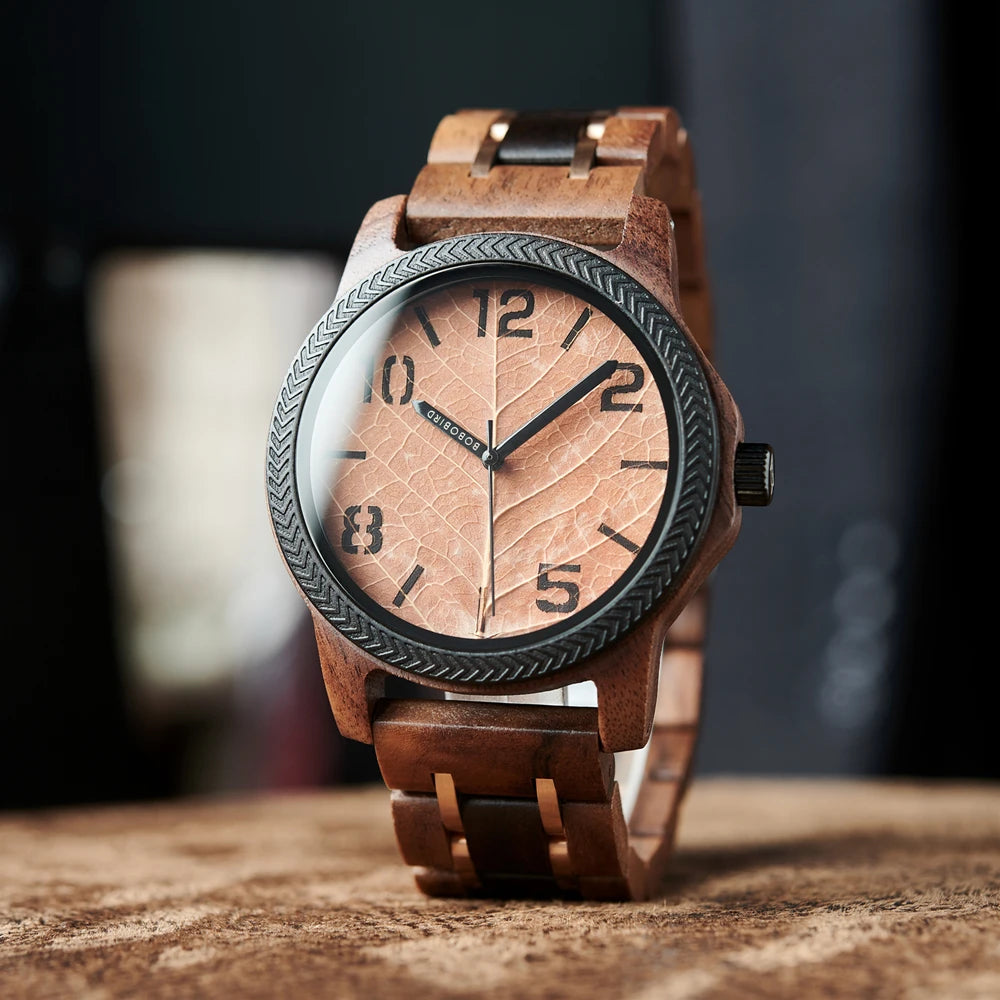 Leaf Dial Wooden Watch