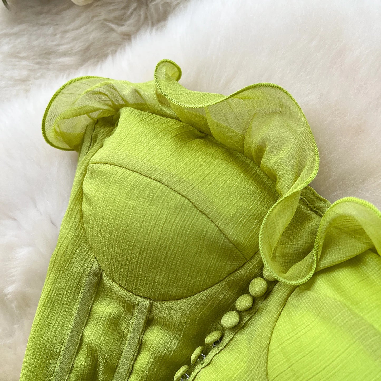Ruffle Trim Corset Maxi Dress
