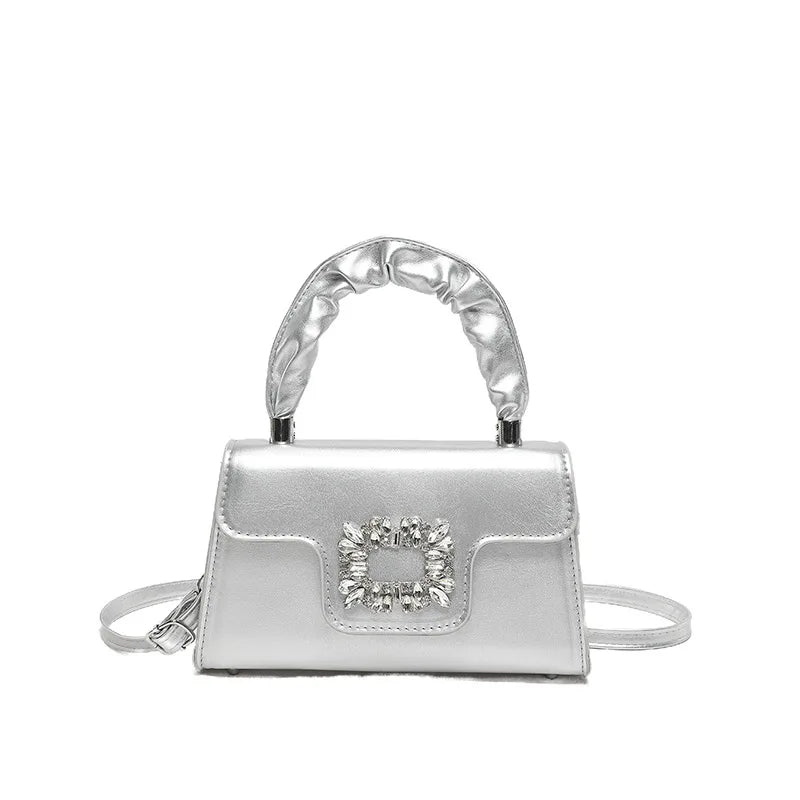 Mini Top-Handle Crystal Buckle Bags
