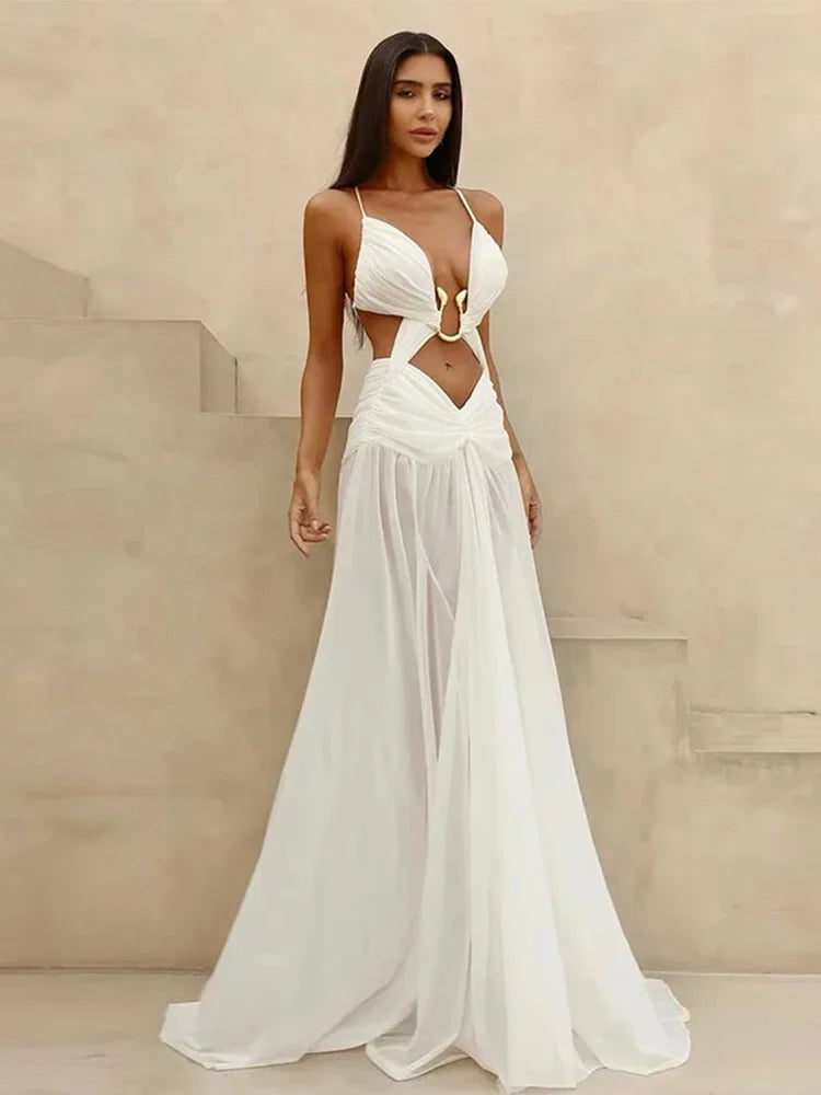 Cutout Drape Maxi Beach Dress