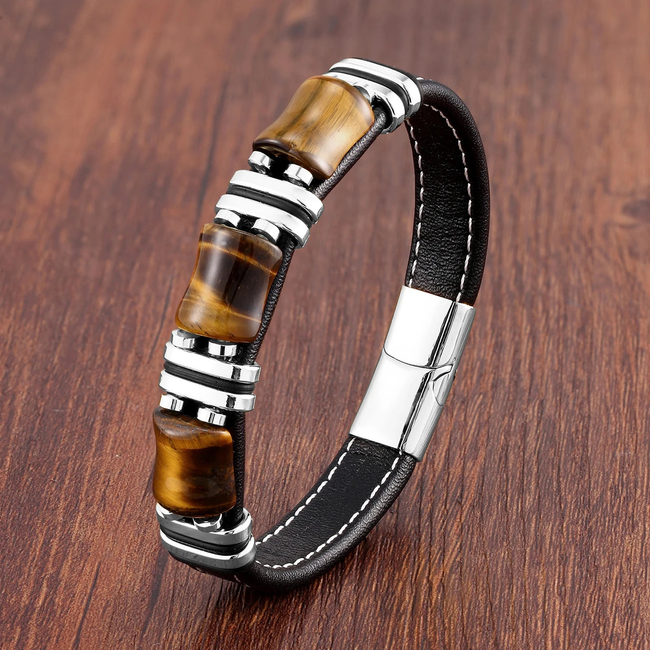 Tiger Eye Leather Bracelet