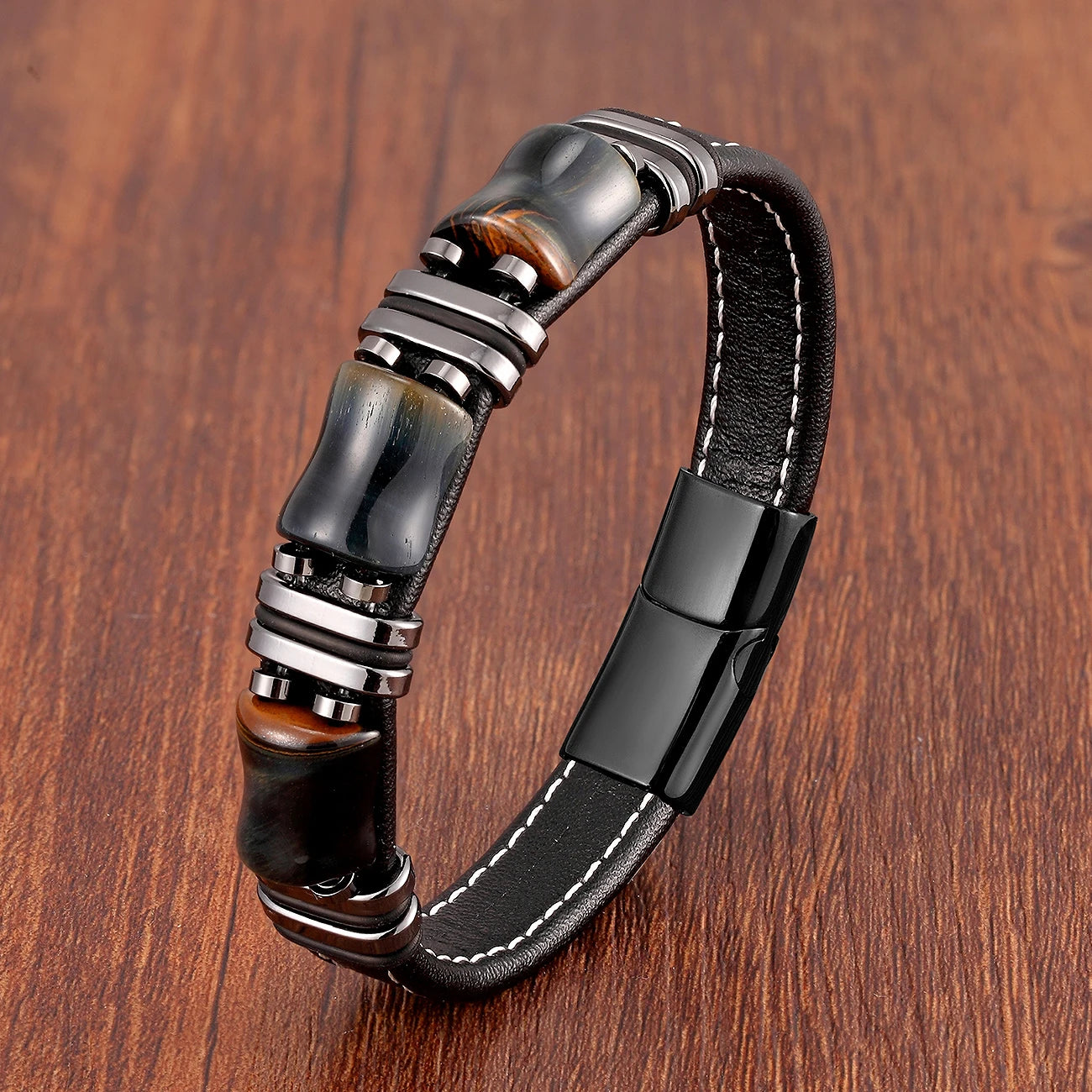 Tiger Eye Leather Bracelet