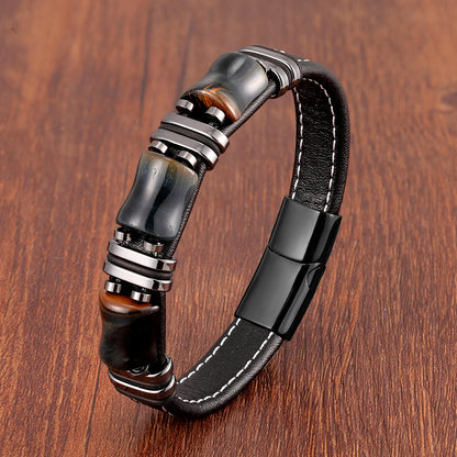 Tiger Eye Leather Bracelet