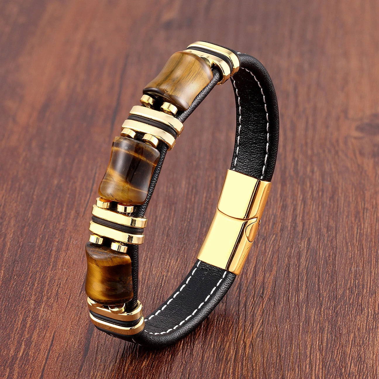Tiger Eye Leather Bracelet