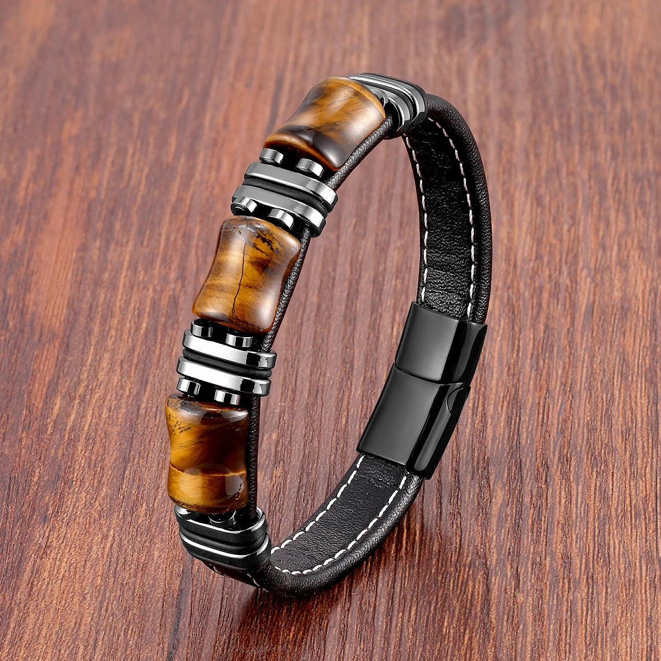 Tiger Eye Leather Bracelet