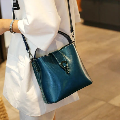 Glossy Chestnut Leather Shoulder Bag