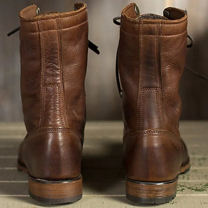 Rustic Leather Lace Boots