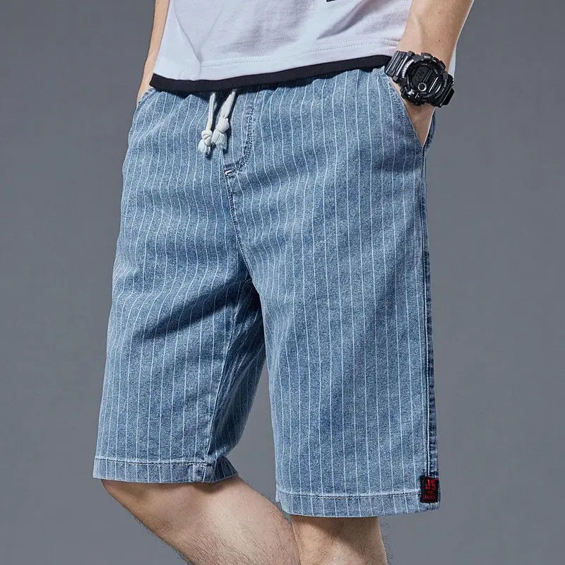 Striped Denim Shorts