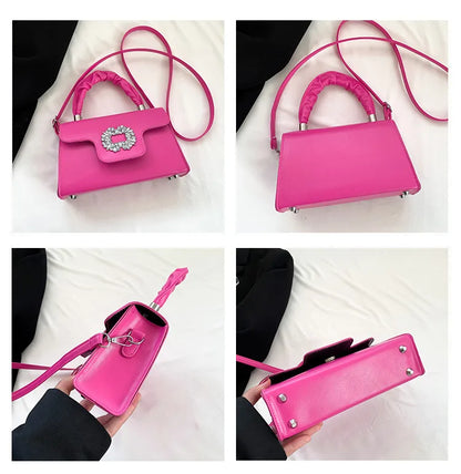 Mini Top-Handle Crystal Buckle Bags