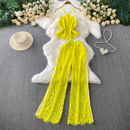 Lace Flare Pants Set