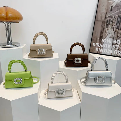 Mini Top-Handle Crystal Buckle Bags