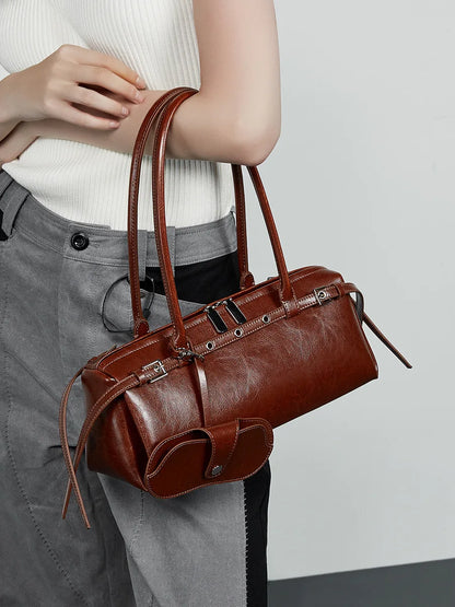 Sleek Black Barrel Shoulder Bag