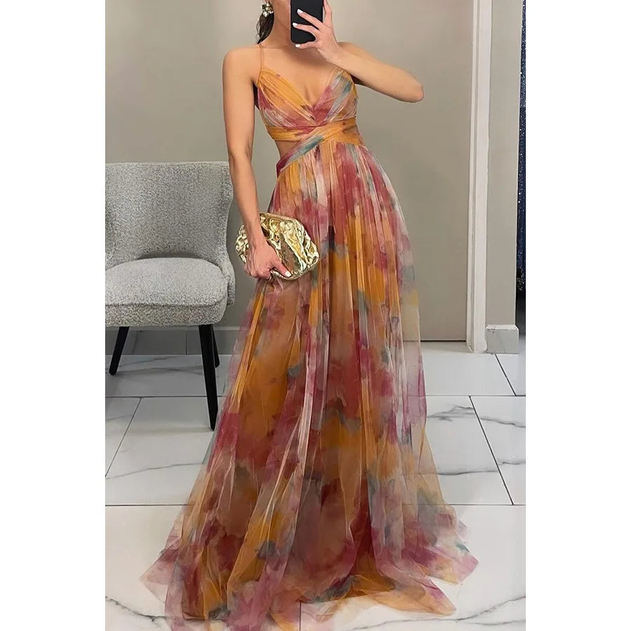 Watercolor Tulle Cutout Gown