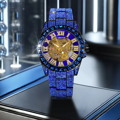 Luxury Blue Skeleton Watch