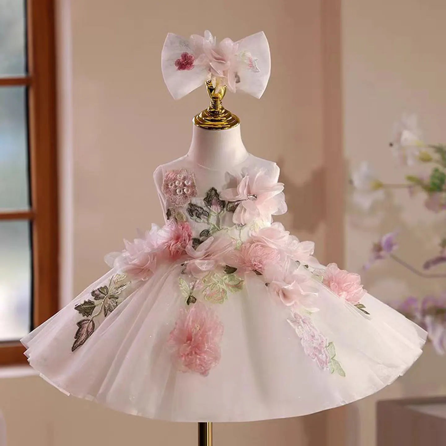 Floral Embroidered Tulle Dress