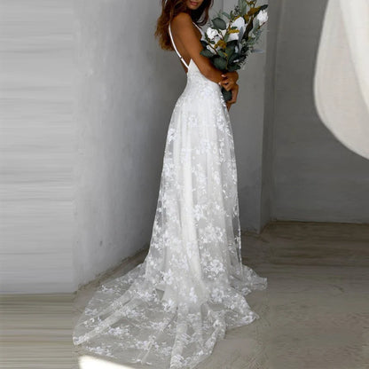 Lace Spaghetti Strap Wedding Gown