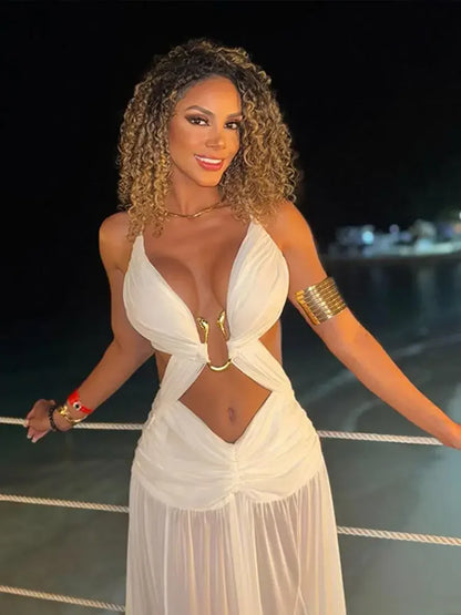 Cutout Drape Maxi Beach Dress