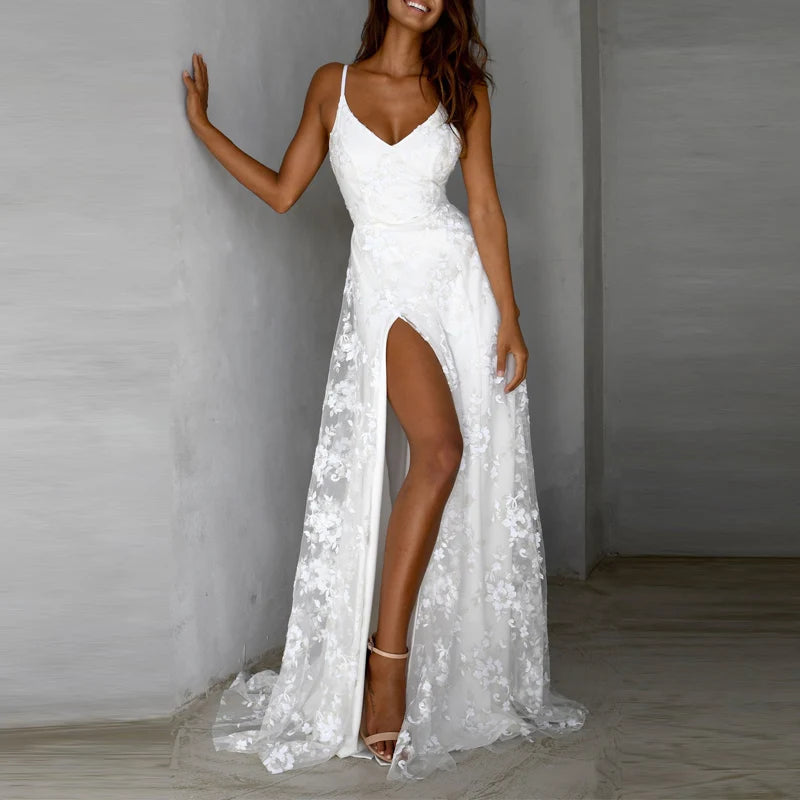 Lace Spaghetti Strap Wedding Gown