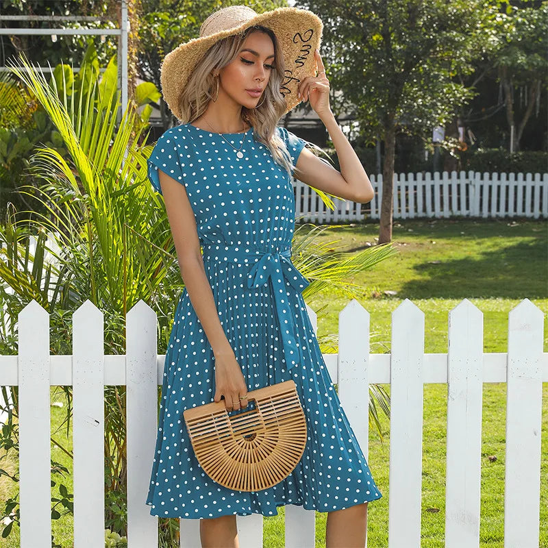 Polka Dot Belted Summer Dress