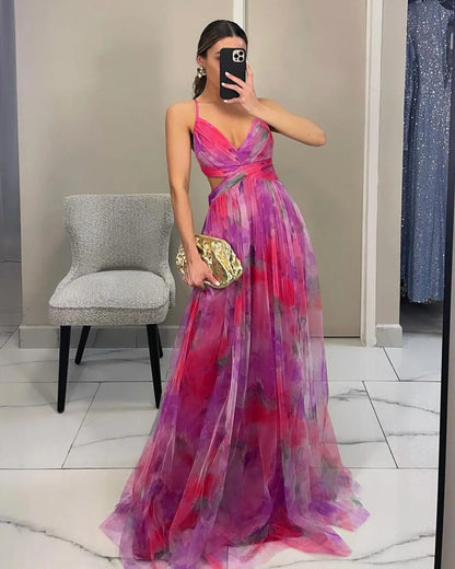 Watercolor Tulle Cutout Gown