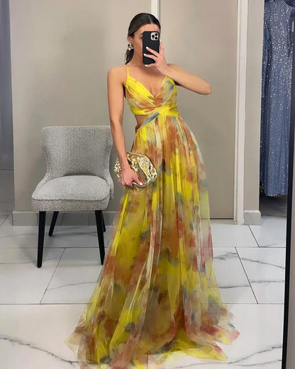 Watercolor Tulle Cutout Gown