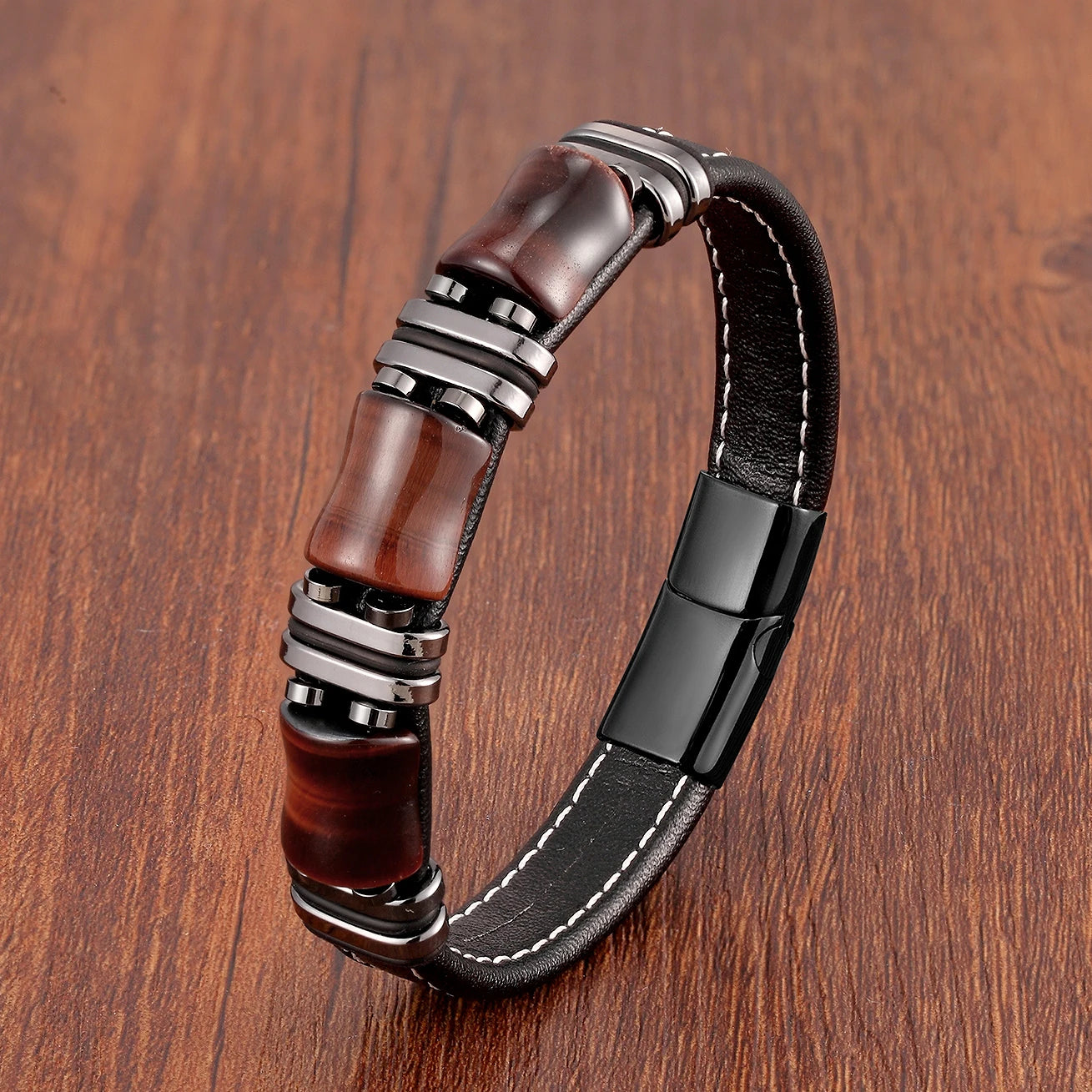 Tiger Eye Leather Bracelet
