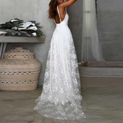 Lace Spaghetti Strap Wedding Gown