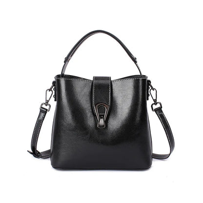 Glossy Chestnut Leather Shoulder Bag