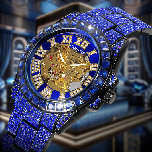 Luxury Blue Skeleton Watch