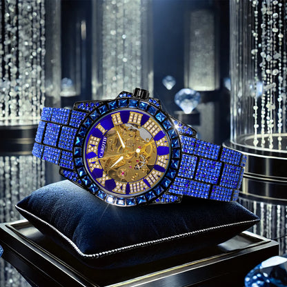 Luxury Blue Skeleton Watch