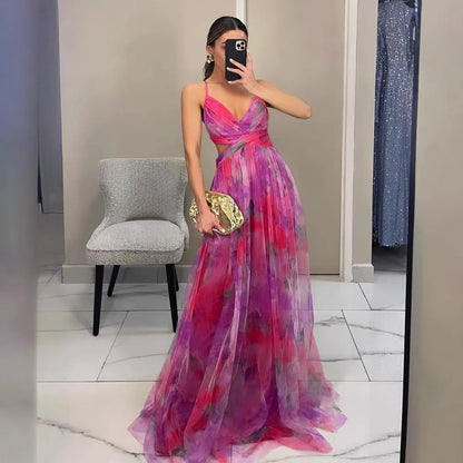 Watercolor Tulle Cutout Gown