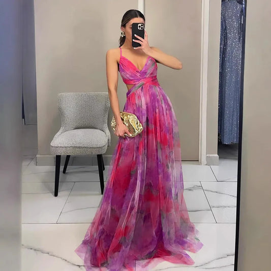 Watercolor Tulle Cutout Gown