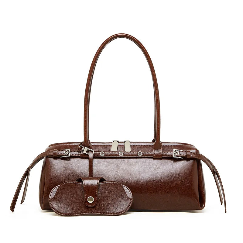 Sleek Black Barrel Shoulder Bag
