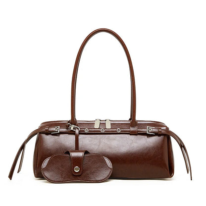 Sleek Black Barrel Shoulder Bag