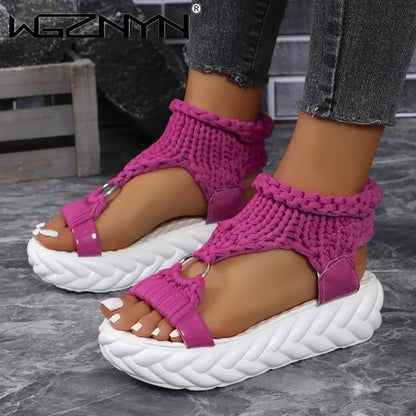 Bold Step Knitted Wedge Sandals