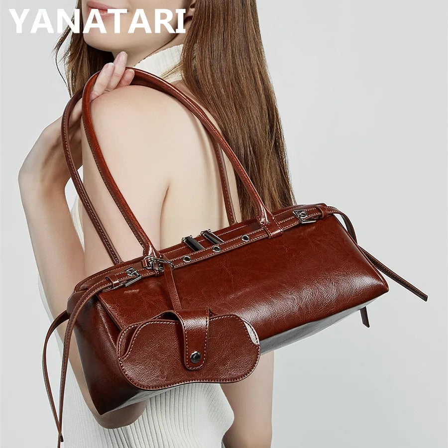 Sleek Black Barrel Shoulder Bag