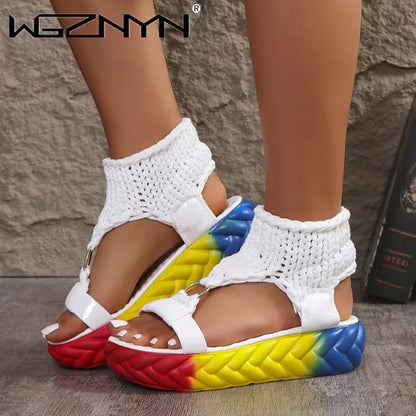 Bold Step Knitted Wedge Sandals