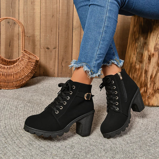 Combat High Heel  Boots