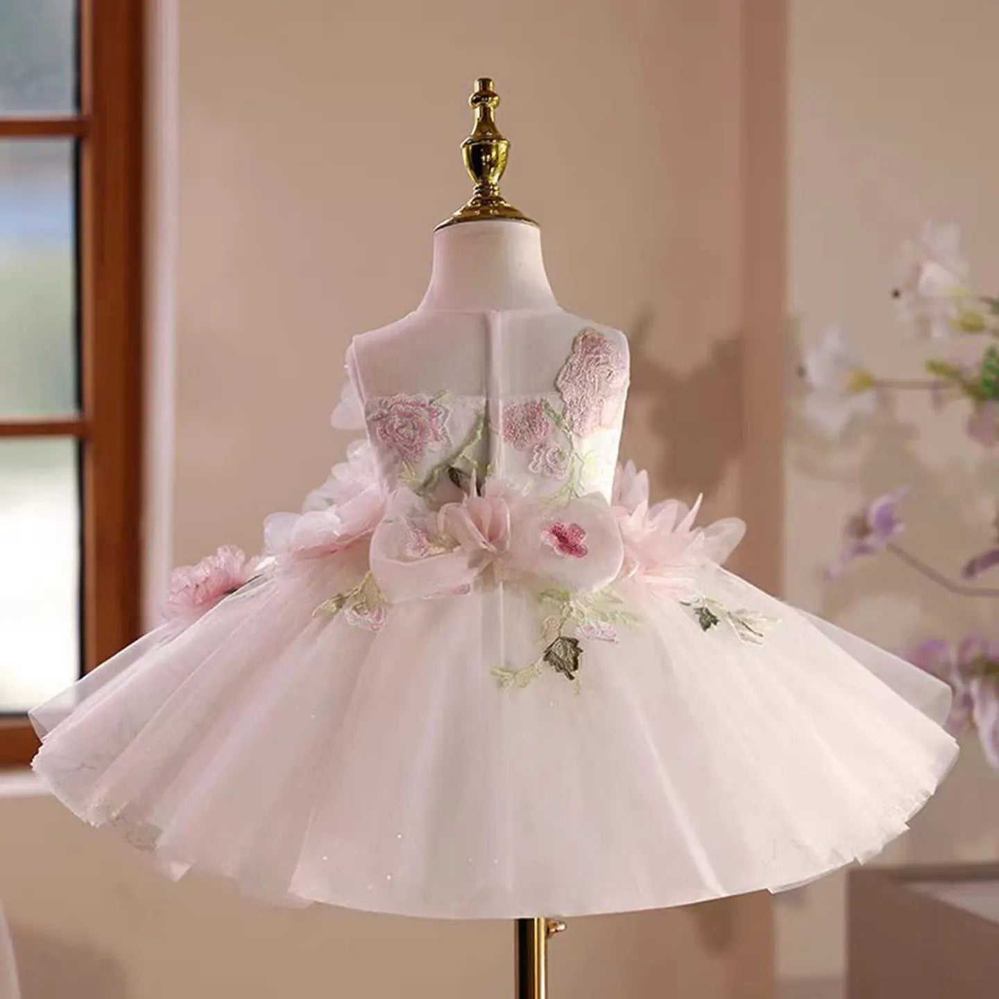 Floral Embroidered Tulle Dress